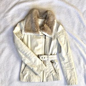 Jessica Simpson Front Zip Faux Fur Leather Jacket